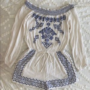 Sapphire Blue Embroidered Romper
